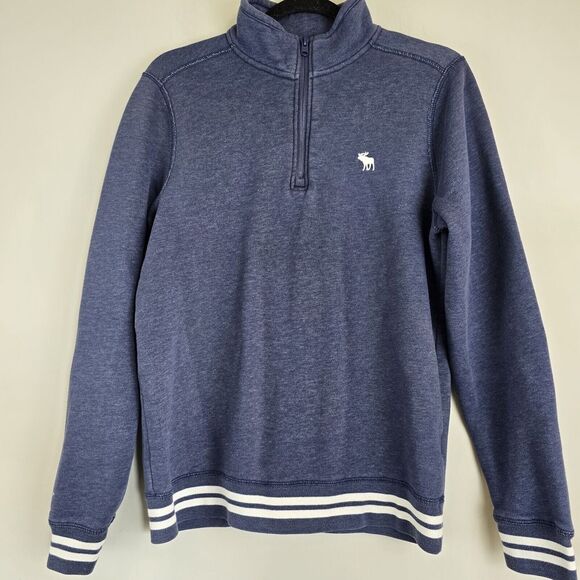Abercrombie & Fitch Mens‎ Medium Navy Blue Long Sleeve 1/4 Zip Sweater.C134 - Picture 1 of 10
